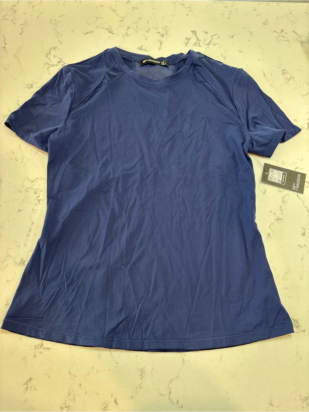 New 89th & Madison Short-Sleeve Athletic Crewneck Tee - Navy